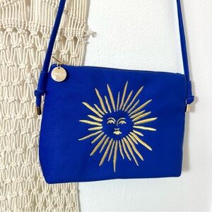 🌞 SUN 🌞 Blue Canvas Crossbody Bag with Gold Sun Embroidery Gorman Australia